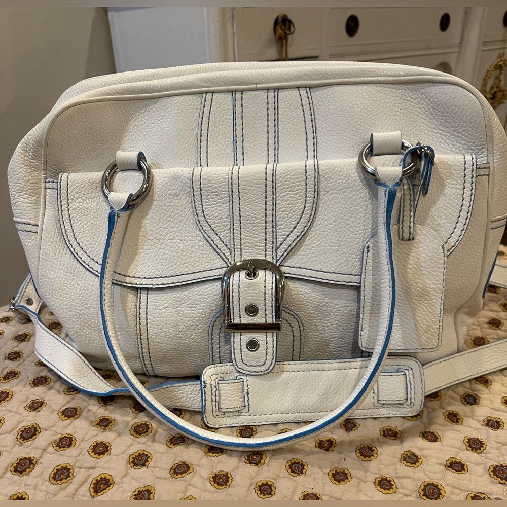 Isabella Fiore White Pebbled Leather Large Bag